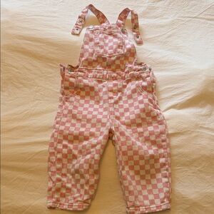 Zara Pink Checkered 2T Overalls